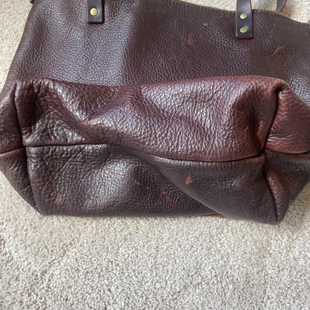Elegant Brown Leather Duffel Bag